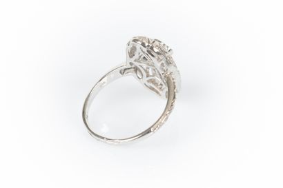 White gold ring set with 3 round diamonds...