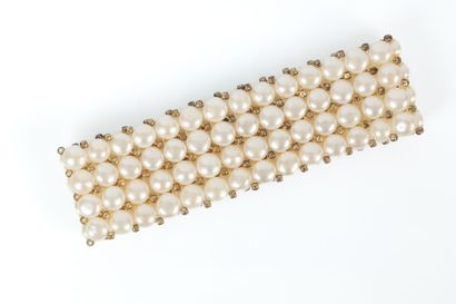 . 4-row bracelet with 6 mm natural cultured...