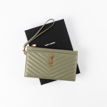 YVES SAINT LAURENT. Green grained leather...