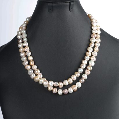 Multi-colored natural cultured pearl long...