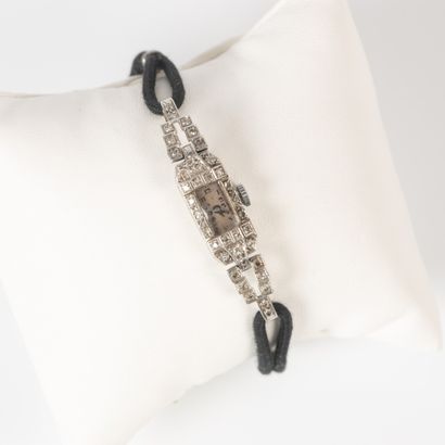 Platinum ladies' watch bracelet set with...