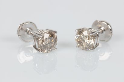 Pair of ear studs in white gold, each stud...