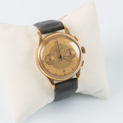 ESKA. Men's chronograph watch, gold case....