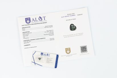 Sealed heart-cut green sapphire with ALGT...