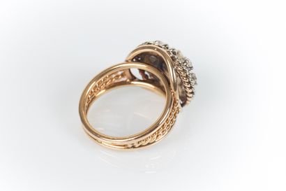 50's pink gold and white gold ring, centered...