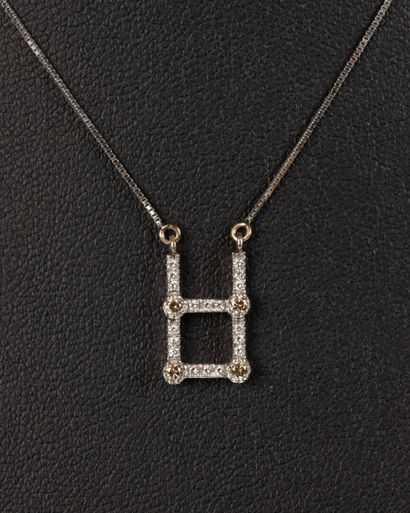 Pendentif en or blanc sur sa chaîne, motif...