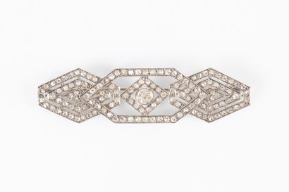 Plate brooch in white gold entirely set with...