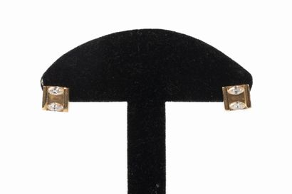 Pair of rectangular gold ear studs set with...