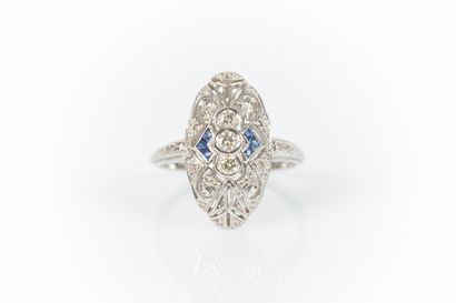 White gold ring set with 3 round diamonds...
