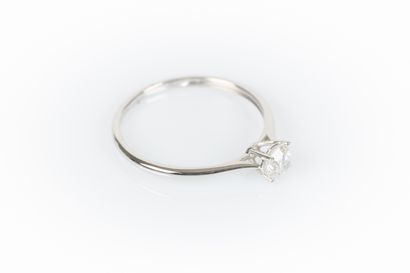 White gold solitaire set with a round diamond...