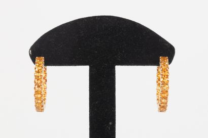 Pair of yellow gold hoop earrings partly...