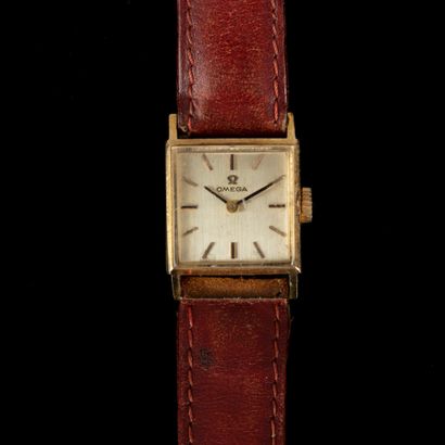 OMEGA. Gold ladies' wristwatch, square case...