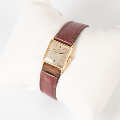 OMEGA. Gold ladies' wristwatch, square case...