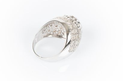 White gold Boule ring set with an oval pink...