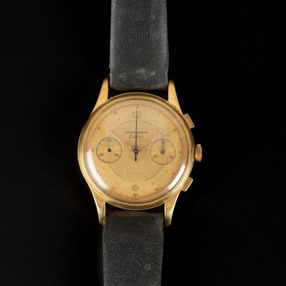 ESKA. Men's chronograph watch, gold case....