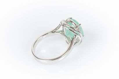 White gold ring set with an oval paraïba...
