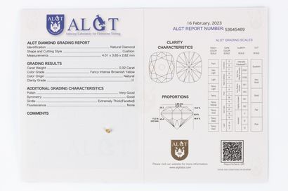 Cushion diamond on paper with certificate...