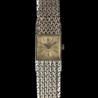 Lady's watch bracelet in white gold, square...