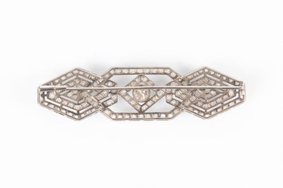 Plate brooch in white gold entirely set with...