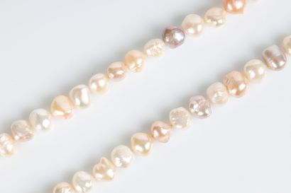 Multi-colored natural cultured pearl long...