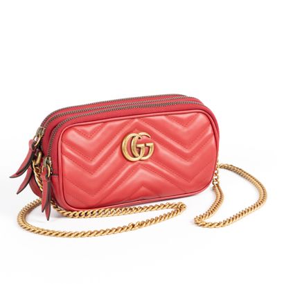 GUCCI. Small shoulder bag in smooth red leather,...