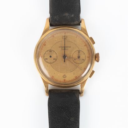ESKA. Men's chronograph watch, gold case....