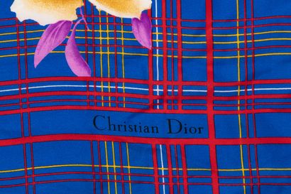 Christian DIOR. Silk square with blue background...