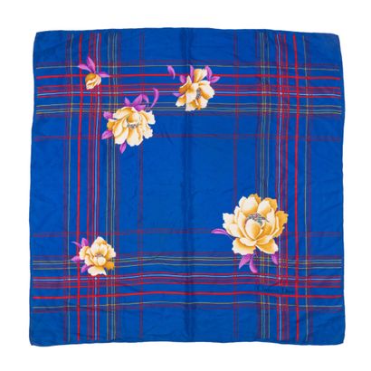 Christian DIOR. Silk square with blue background...