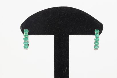 Pair of white gold hoop earrings each set...