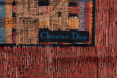 Christian DIOR. Silk square with black background....