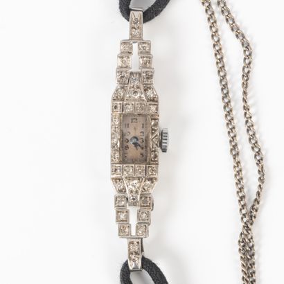 Platinum ladies' watch bracelet set with...