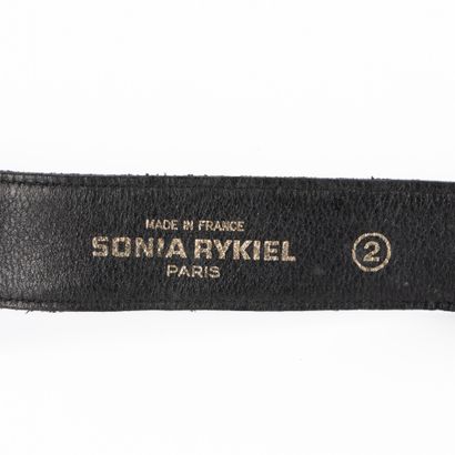 SONIA RYKIEL. Black leather belt with embellishments...