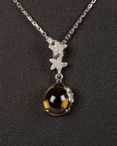 Pendentif et chaine maille forcat or blanc,...