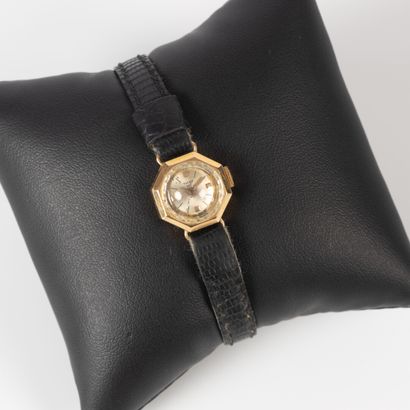 Gold ladies' watch bracelet, leather strap....