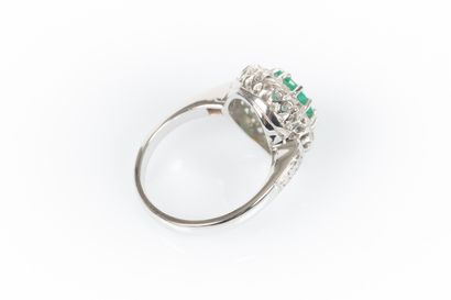 White gold Pompadour ring set with an oval-cut...