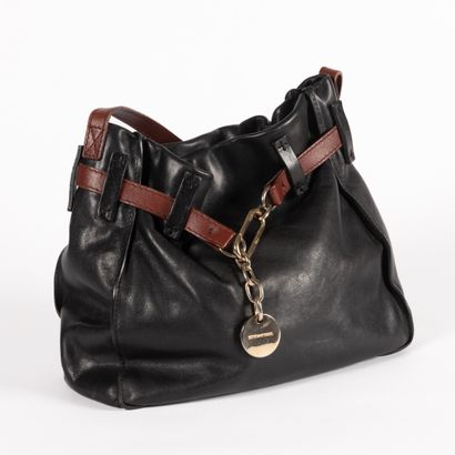 SONIA RYKIEL. Black and brown smooth leather...