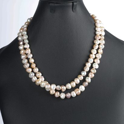 Multi-colored natural cultured pearl long...
