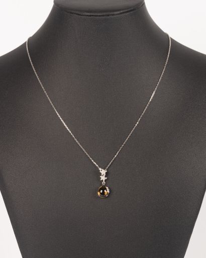 Pendentif et chaine maille forcat or blanc,...