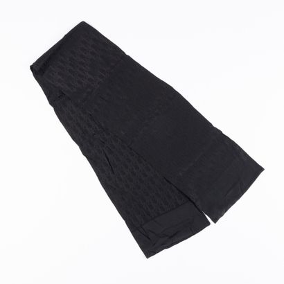 Christian DIOR. Black silk scarf, monogrammed....