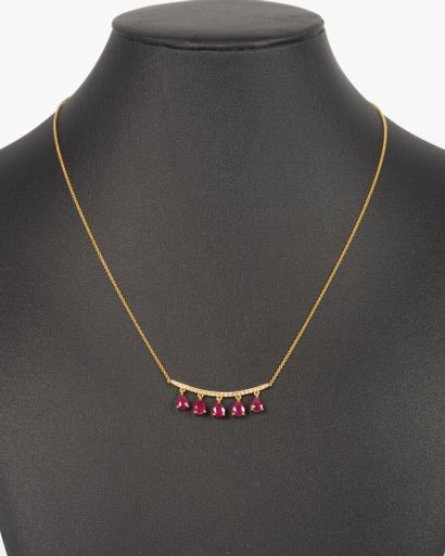Yellow gold drapery necklace adorned with...