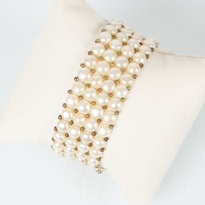 . 4-row bracelet with 6 mm natural cultured...