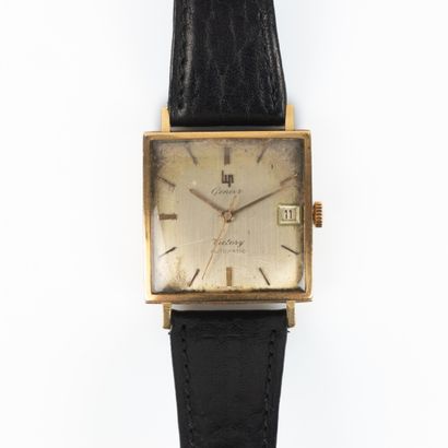 LIP GENEVE. Gold men's wristwatch, square...