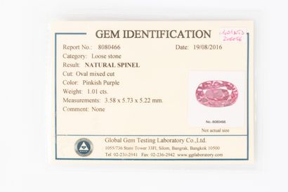 Oval pink spinel 1.01 ct under Global Gem...