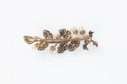 Gold and silver brooch in the shape of an...