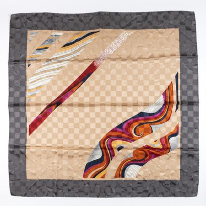 LOUIS FERAUD. Silk square with beige background...