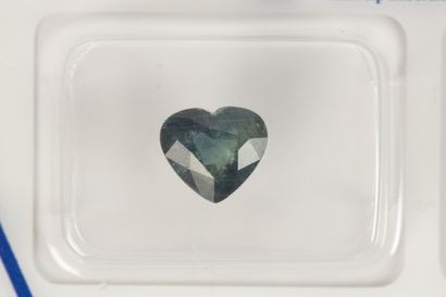 Sealed heart-cut green sapphire with ALGT...