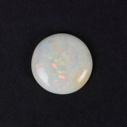 Round crystal opal cabochon on paper with...