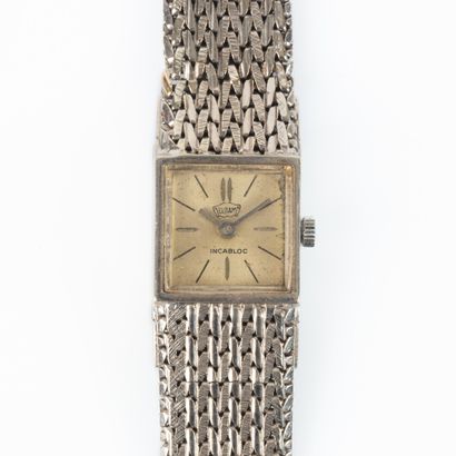 Lady's watch bracelet in white gold, square...