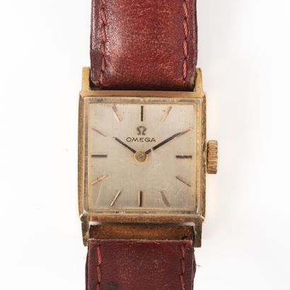 OMEGA. Gold ladies' wristwatch, square case...