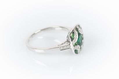 Art Deco style white gold ring set with an...